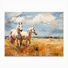 Horses Painting In Maasai Mara, Kenya, Landscape 3 Canvas Print
