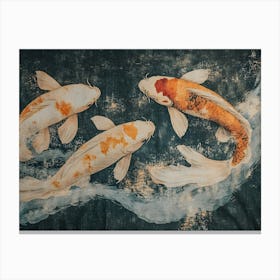 Koi Fish Ancient Tapestry 5 Canvas Print