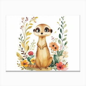 Little Floral Meerkat 3 Canvas Print
