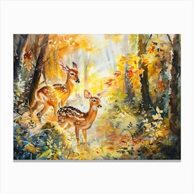 Two Deer In The Woods Canvas Print