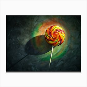 Colorful Lollipop With Rainbow Colors On A Gray Background Canvas Print