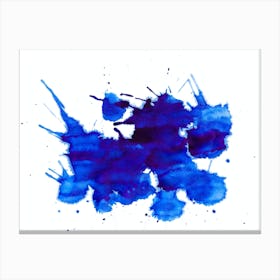 Blue Watercolor Splatter. Abstract blue painting. Canvas Print