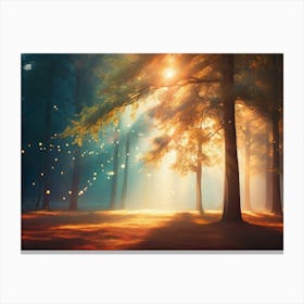 Fireflies In The Forest Canvas Print