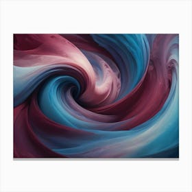 Swirling Abstract Shapes In Shades Of Blue And Burgundy Create A Dynamic And Fluid Visual, Resembling Fabric Or A Cosmic Vortex 1 Canvas Print