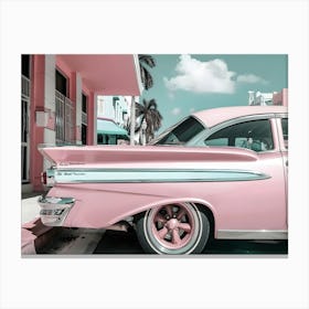 Pink Car In Miami Canvas Print