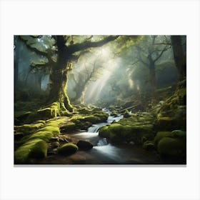 Mossy Forest Paintings Art Print Canvas Print