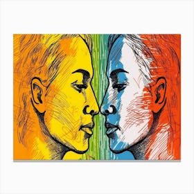 Two Women Facing Each Other Canvas Print