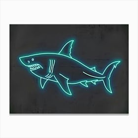 Blue Neon Great White Shark 5 Canvas Print