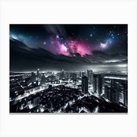 Galaxy Over City Canvas Print