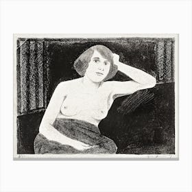 Female Nude, Seated On A Sofa, Hand To Head (1920), Samuel Jessurun Canvas Print
