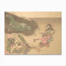 Night Parade of A Hundred Demons Kawanabe Kyosai Vintage Japanese Woodblock Print Yokai 23 Canvas Print