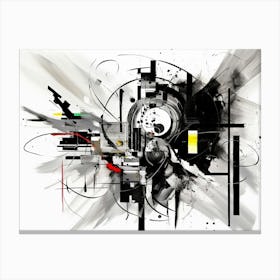 Chromatic Fusion Abstract Black And White 3 Canvas Print