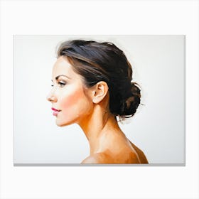 Side Profile Of Beautiful Woman Oil Painting 70 Canvas Print