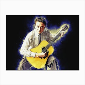 Spirit Of Johnny Cash And The Guitar Canvas Print