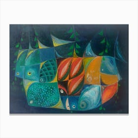 Abstract Shoal of Fish Canvas Print