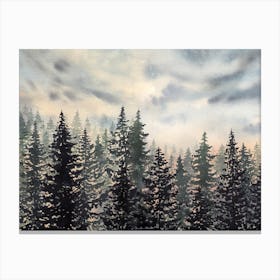 Pine Trees In Sunset Canvas Print