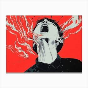 Scream on Red Illustration Canvas Print