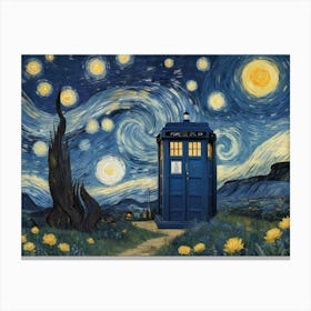 Tardis On Starry Nighy Vam Gogh Nature 3 Canvas Print