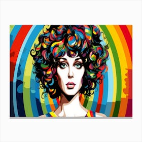 Colorful Girl With Rainbow Hair Canvas Print