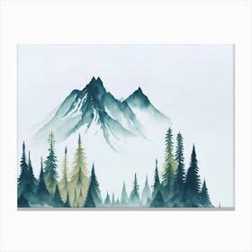 Mountain And Forest In Minimalist Watercolor Horizontal Composition 239 Canvas Print