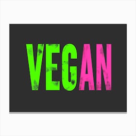 Vegan Sign On Black Background Canvas Print