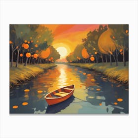 Sunset On The River Canvas Print