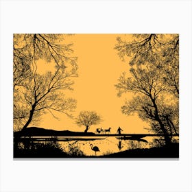 Silhouette Of Trees At Sunset Canvas Print