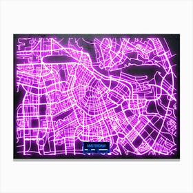 Amsterdam, Netherlands/Holland - Neon City Map Canvas Print