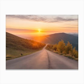 Road In The Mountains At Sunset Canvas Print