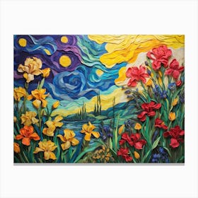 Starry Night With Irises ala Vincent Canvas Print