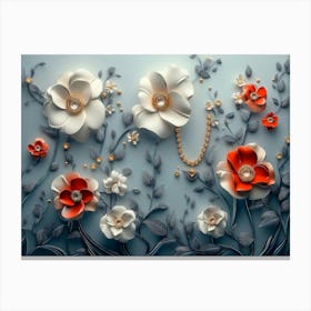 Flowers Wallpaper Painting Canvas Print