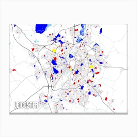 Map of Leicester, UK Mondrian Style Canvas Print