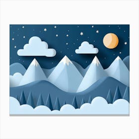 Night Sky With Mountains Canvas Print