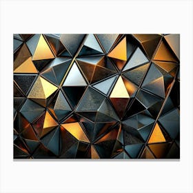 3d Shiny Metallic Triangles Forming Pattern Canvas Print