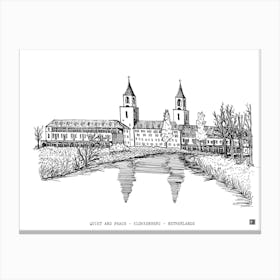 Klokkenberg Breda Netherlands Art Print - Pen & Ink Architecture Sketch - Dutch Black Line Drawing Art Canvas Print