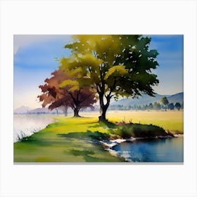 Watercolor Of Trees Canvas Print