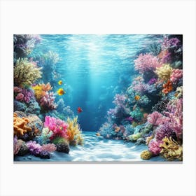 3d Underwater Coral Reef With Sea Life 1 Canvas Print