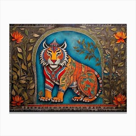 Default Traditional Madhubani Style Painting Of A Tiger On A T 1 (2) Canvas Print