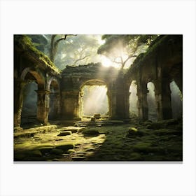 Ruins Of A Temple Paintings Art Print Canvas Print