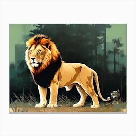 Lion In The Forest Canvas Print