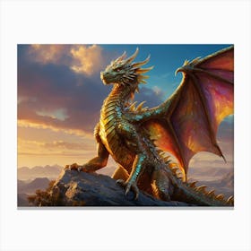 Crystal Dragon On A Rock Canvas Print