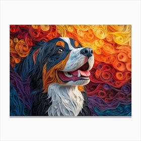 Bernese Mountain Dog Paper Quilling Portrait II Canvas Print