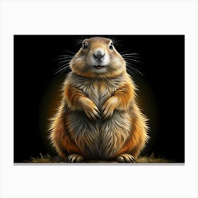 Prairie Dog Portrait With Black Background Canvas Print