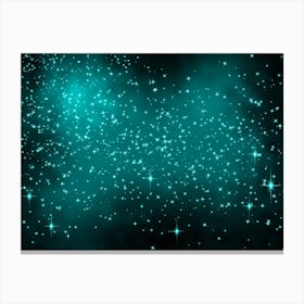 Cyan Shining Star Background Canvas Print