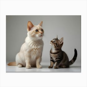 Cats On White 1 Canvas Print