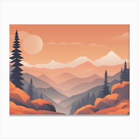 Misty mountains horizontal background in orange tone 47 Canvas Print