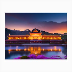 Chinese Temple At Dusk Canvas Print