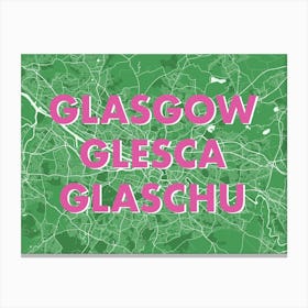 Glasgow Green Map Canvas Print