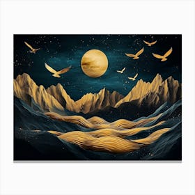 Moon And Eagles Canvas Print