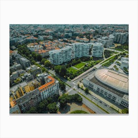 New CityLife district characterized by its cruise ship-style houses, ready to set sail in the heart of the city. Canvas Print